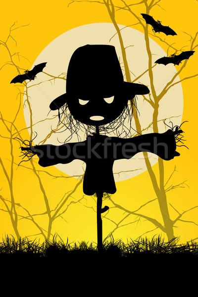 Halloween korkuluk ağaç sanat siyah Stok fotoğraf © lirch
