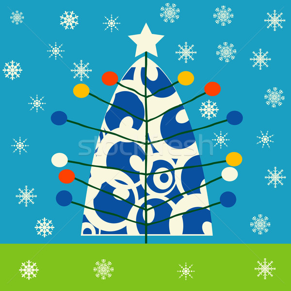 ストックフォト: クリスマスツリー · 実例 · 装飾された · 背景 · 星 · シルエット