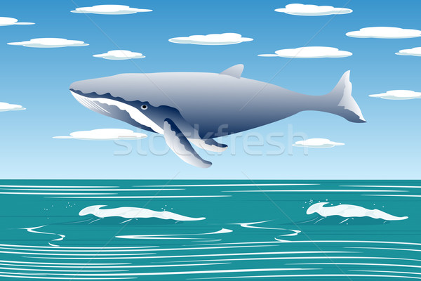 Vliegen sperma walvis oceaan landschap vis Stockfoto © lirch