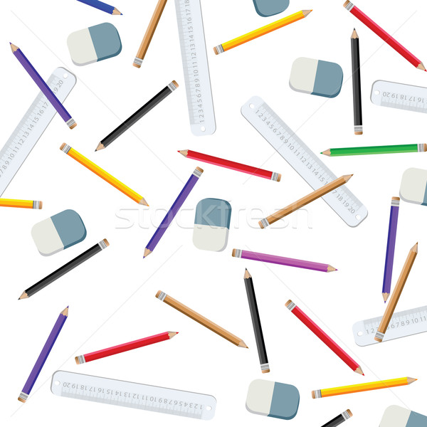 Fournitures scolaires illustration objets isolés blanche bureau crayon [[stock_photo]] © lirch