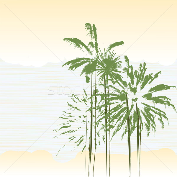 Palmieri stilizate pastel culori copac nori Imagine de stoc © lirch