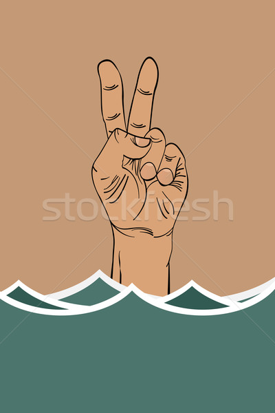 Vizbefulladás kéz ironikus győzelem felirat férfi Stock fotó © lirch
