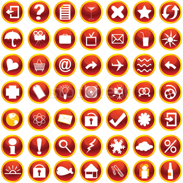 Oranje iconen web internet pictogrammen ingesteld witte Stockfoto © lirch