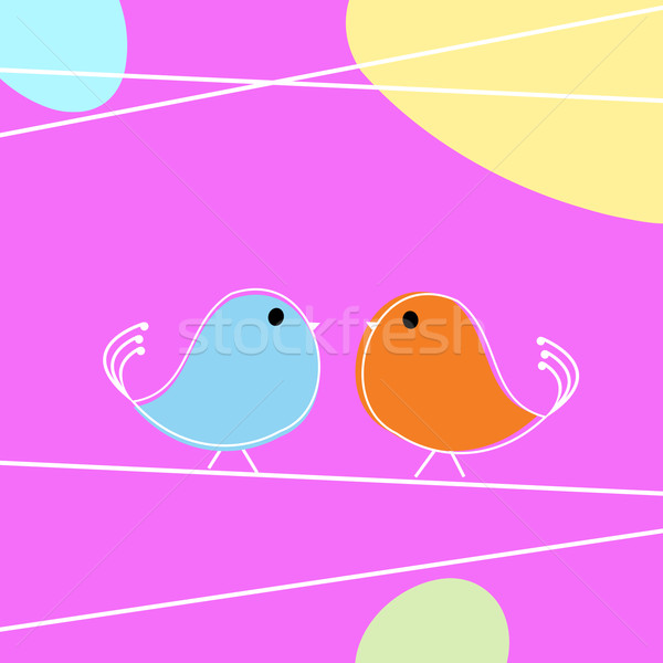 Mazgalitura tweet păsări sârmă dragoste card Imagine de stoc © lirch