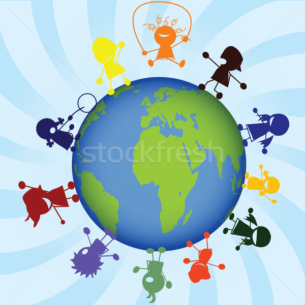 Foto stock: Ninos · alrededor · mundo · manos · mano · escuela