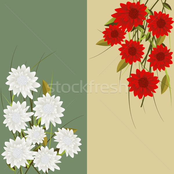 Fantezie vertical roşu flori albe vară Imagine de stoc © lirch