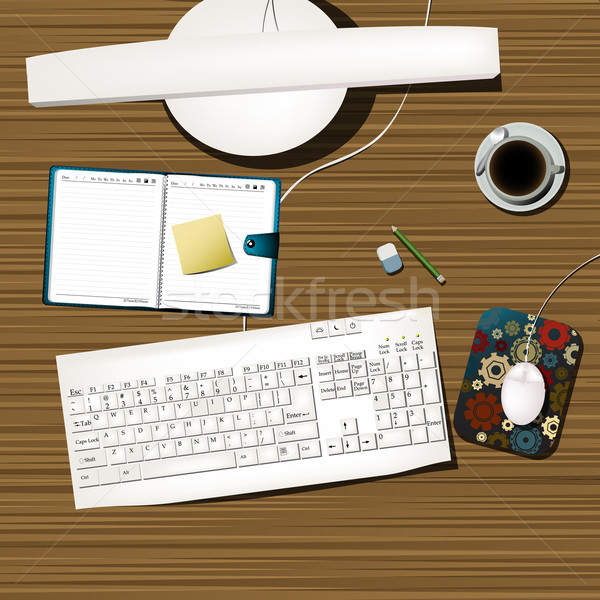 Dolgozik asztal számítógép iroda kávé technológia Stock fotó © lirch