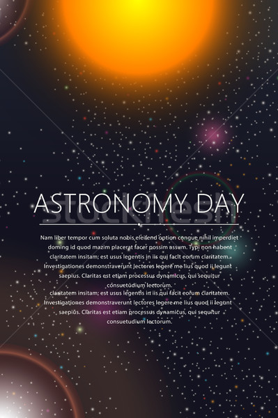 Astronomie dag kaart groet tekst zon Stockfoto © lirch