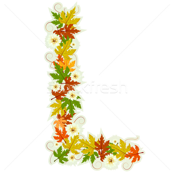 Modèle floral lettre l lettre fleurs laisse [[stock_photo]] © lirch