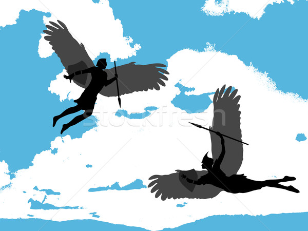 Tutore îngeri ilustrare doua care zboară Blue Sky Imagine de stoc © lirch