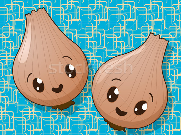 Kawaii soğan simgeler stil çizim gıda Stok fotoğraf © lirch