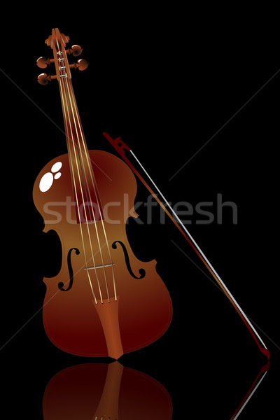 バイオリン 現実的な 弓 黒 芸術 壁紙 ストックベクター