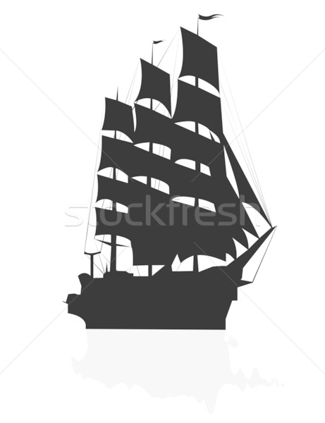 Grand silhouette navire mer Photo stock © lirch