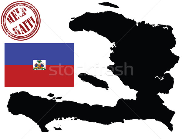 Mappa bandiera Haiti isolato inchiostro paese Foto d'archivio © lirch