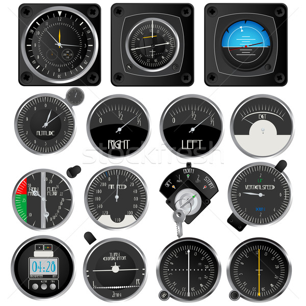 Stock photo: Aircraft instruments collection