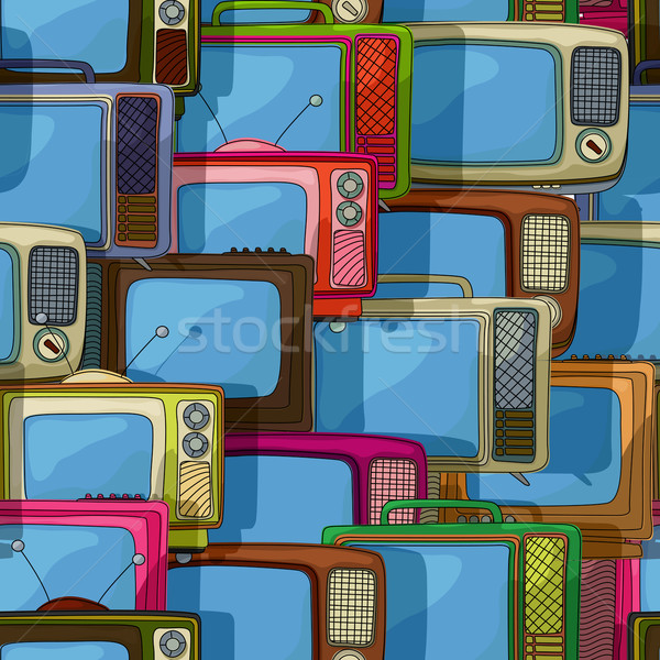 シームレス テレビ パターン テレビ レトロスタイル ファッション ストックフォト © lirch