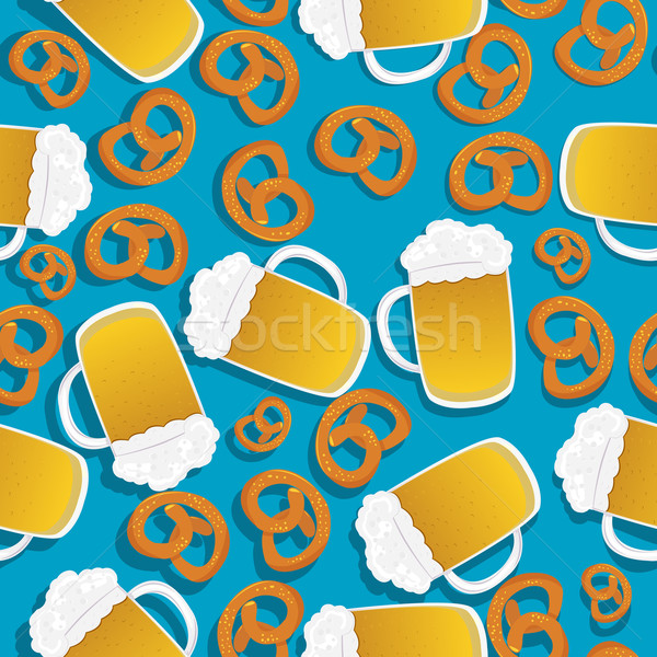 Stock photo: Beer and pretzels pattern