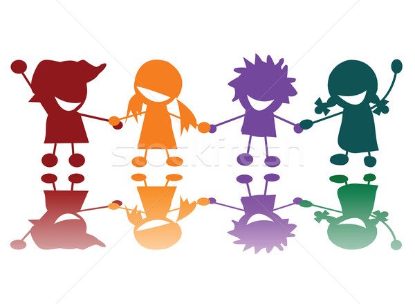 Feliz crianças muitos cores vetor arte Foto stock © lirch
