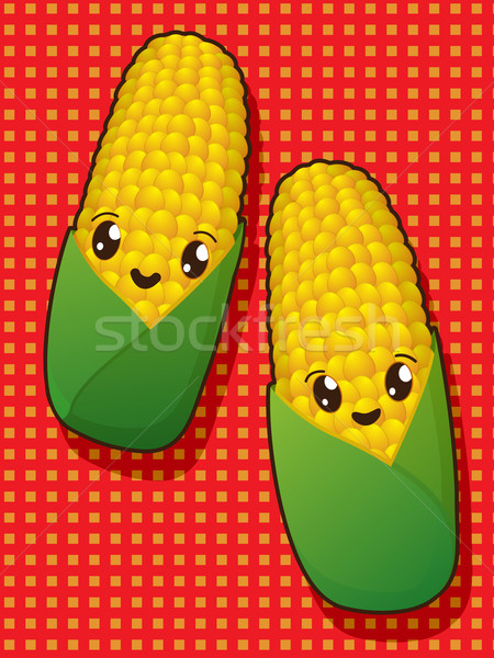 Kawaii кукурузы иконки стиль рисунок продовольствие Сток-фото © lirch