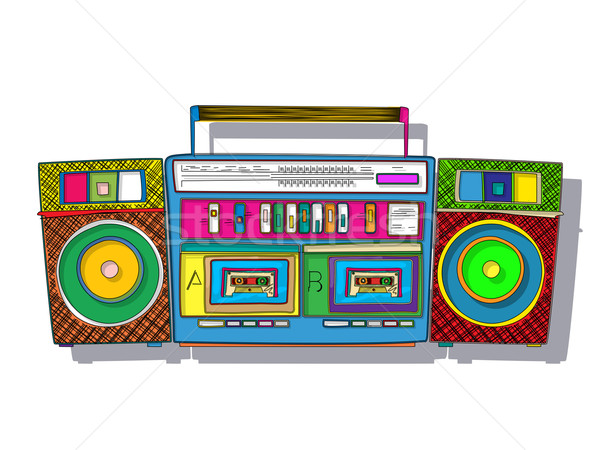 Pop-Art Jahrgang Stereo Double Band Kassette Stock foto © lirch