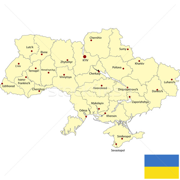 Kaart Oekraïne gedetailleerd vlag Blauw Stockfoto © lirch