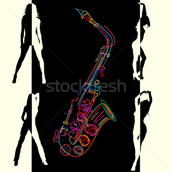 Jazz Karte abstrakten Club stilisierten Saxophon Stock foto © lirch