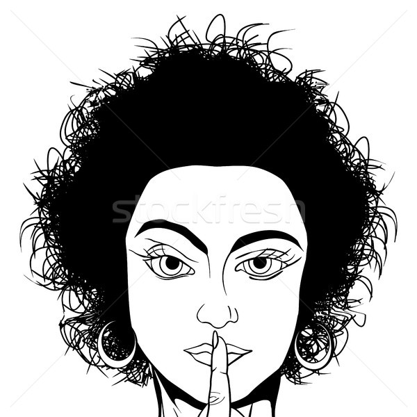 Dziewczyna ciszy komiks stylu czarno białe Zdjęcia stock © lirch