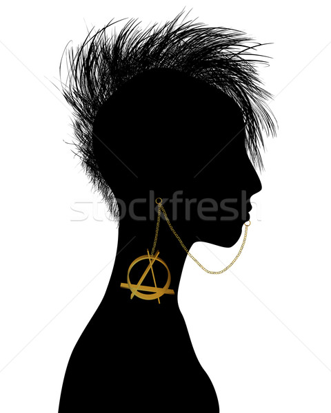 панк девушки рисованной силуэта пирсинга волос Сток-фото © lirch