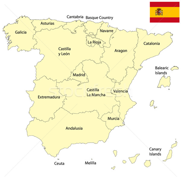 Espanha detalhado mapa projeto cultura Madri Foto stock © lirch