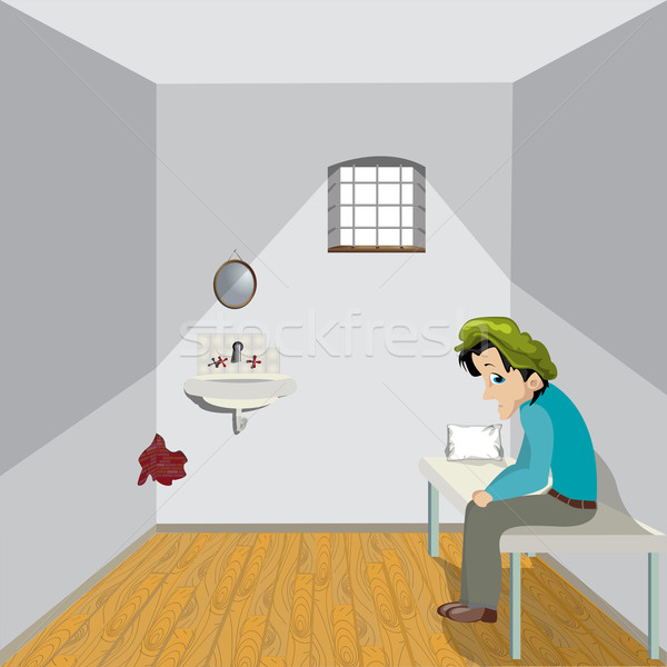 Samotność cartoon rysunek smutne człowiek samotny Zdjęcia stock © lirch