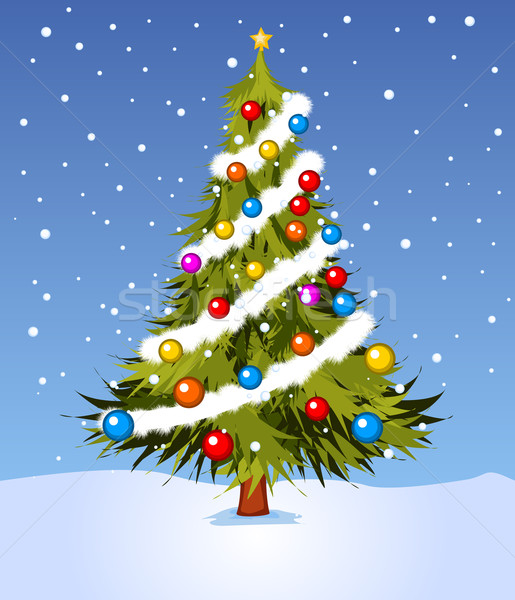 装飾された クリスマスツリー 色 芸術 冬 カード ストックフォト © lirch