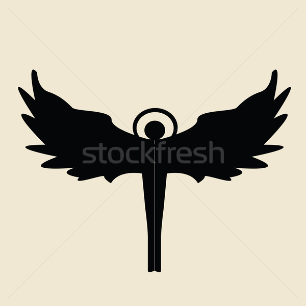 Angel silhouette on beige background, vector illustration Stock photo © lirch