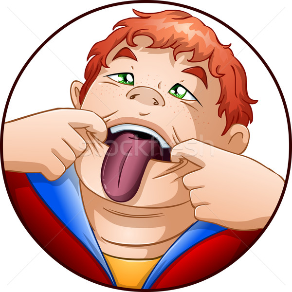 Kid Holds Mouth with His Tongue Out Stock photo © LironPeer