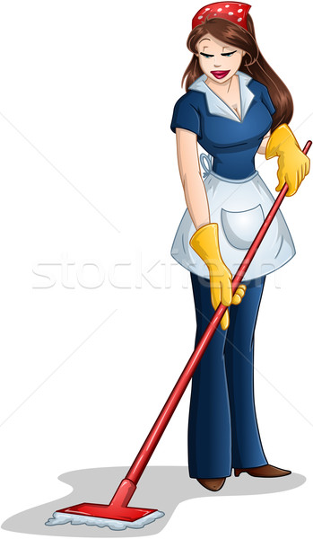 Kobieta czyszczenia Pascha uśmiech młodych cartoon Zdjęcia stock © LironPeer