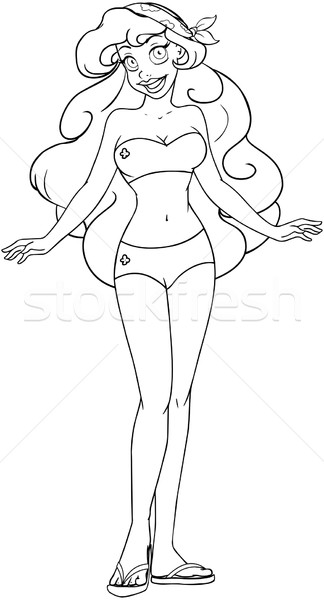 African Woman In Swimsuit Coloring Page Stock photo © LironPeer