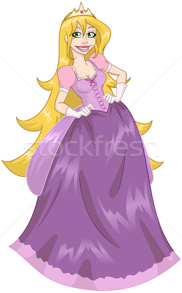 Foto stock: Princesa · rosa · vestir · cabelos · longos · mulher · sorrir