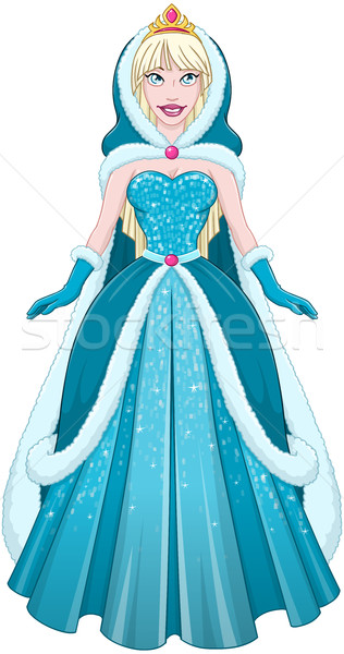 Hó hercegnő kék ruha köpeny királynő Stock fotó © LironPeer