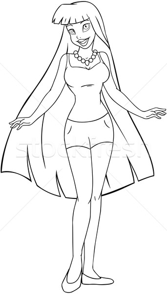 Teenage Girl In Tanktop And Shorts Coloring Page Stock photo © LironPeer