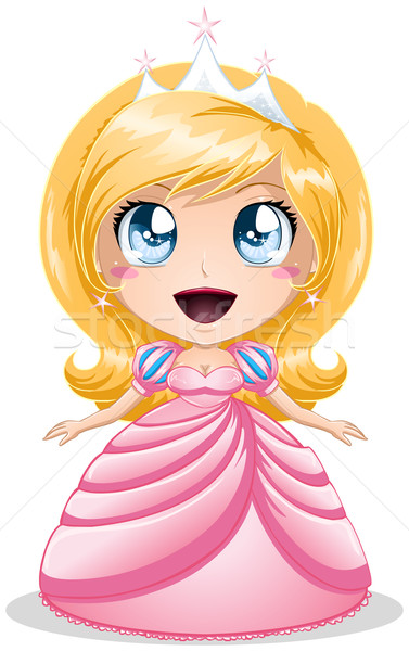 Blond princesse rose robe couronne fille [[stock_photo]] © LironPeer