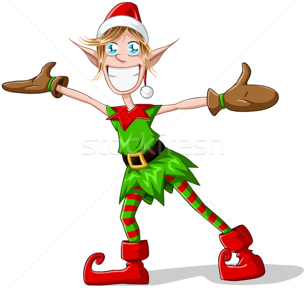 Christmas Elf Spreading Arms And Smiling Stock photo © LironPeer