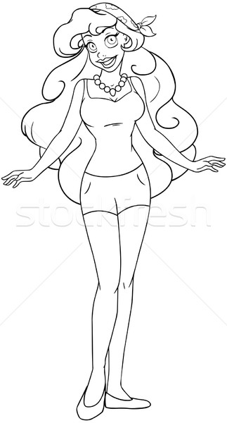 African Girl In Tanktop And Shorts Coloring Page Stock photo © LironPeer
