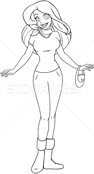Teenage Girl In TShirt And Pants Coloring Page Stock photo © LironPeer