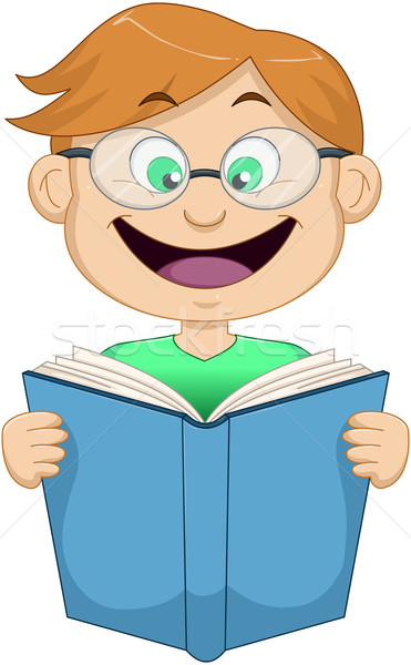 Boy With Glasses Reading From Book Stock photo © LironPeer