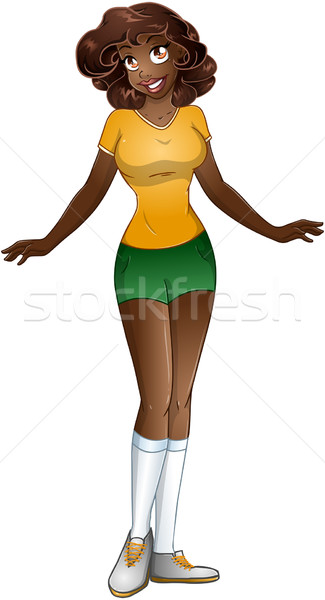 African Teenage Girl In TShirt And Short Pants Stock photo © LironPeer