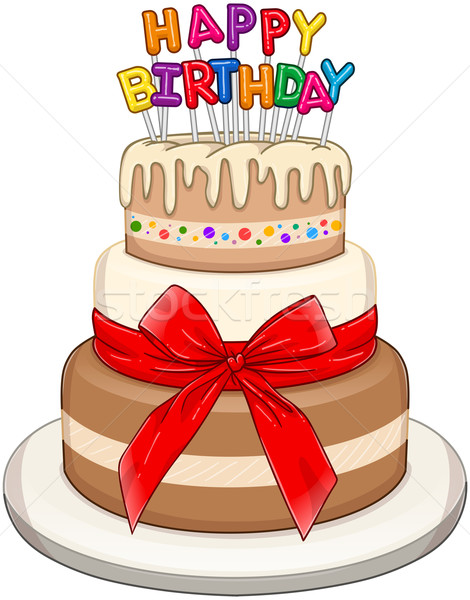 Trzy urodziny ciasto tort tekst Zdjęcia stock © LironPeer