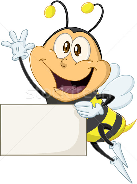 Bee Holds Sign And Waves Hello Stock photo © LironPeer
