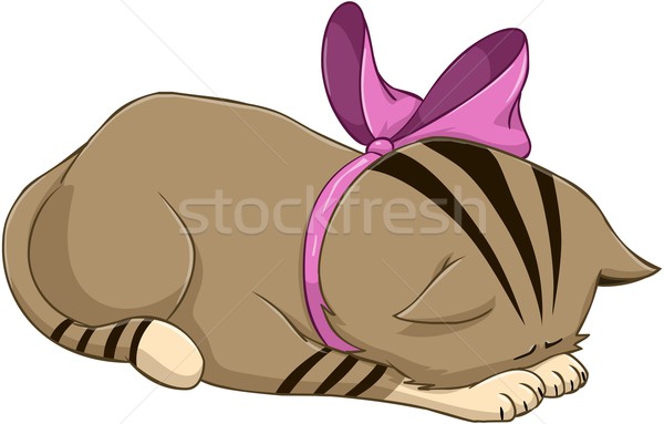 Drăguţ pisoi panglică arcuri scuza pisică Imagine de stoc © LironPeer