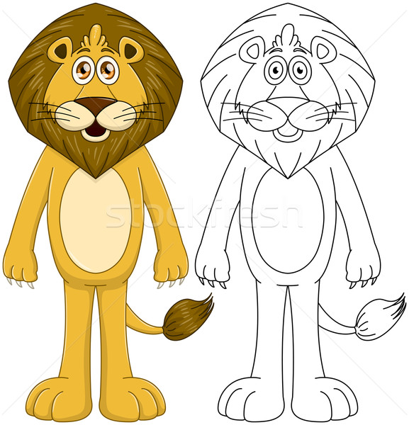 Cute Humanoid Lion With Lineart Stock photo © LironPeer