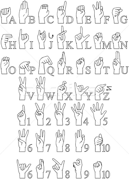 Sign Language A To Z Numbers Hands Pack Lineart Stock photo © LironPeer