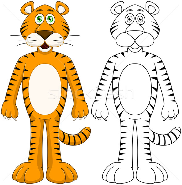 Cute Humanoid Tiger With Lineart Stock photo © LironPeer